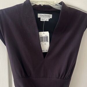 Kay Unger Deep Plum V-Neck Sheath Dress